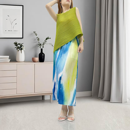 Hot Sale Suit High-end Women's Clothing Fashion Temperament Commuter Versatile Split Hip Wrap Skirt Sleeveless T-Shirt Two-piece Set