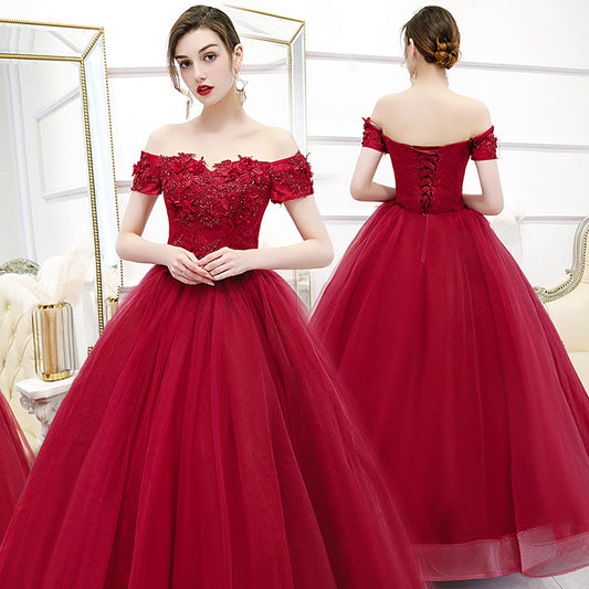 2025Wedding Dress Student Art Exam Stage Solo Studio Photography Annual Meeting Evening Dress Hosting Red Long Performance Dress