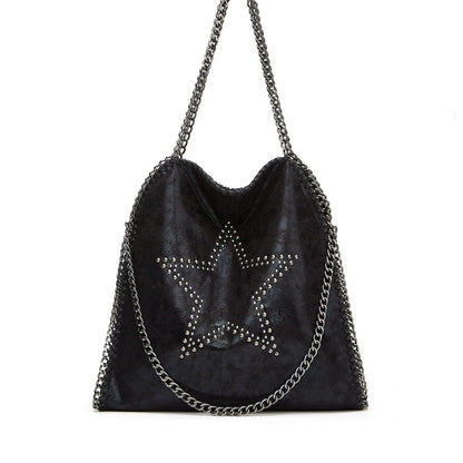2025 retro five-pointed star willow chain women's bags, fashionable women's large-capacity single shoulder diagonal span portable New women's bags