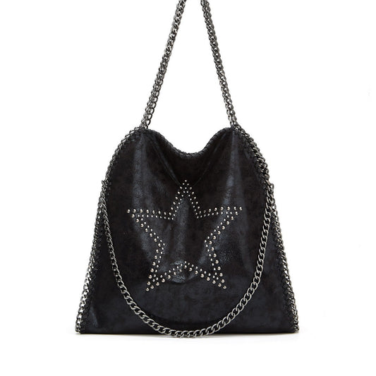 2025 retro five-pointed star willow chain women's bags, fashionable women's large-capacity single shoulder diagonal span portable New women's bags