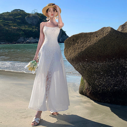 2025 Super fairy pendulum  Bali travel photo beach dress women's Sanya seaside vacation wind backless high-end dress