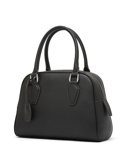 2025 Premium leather popular new women's bag large capacity first layer cowhide handbag Boston bowling pillow bag