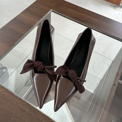 2025  pointed high heels small heels single shoes women's popular spring and autumn new Mary Jane women's shoes temperament fine heel work shoes
