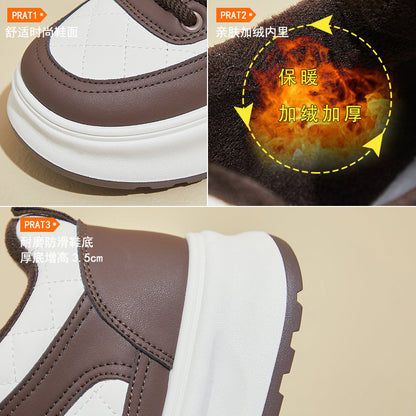 popular winter velvet little white shoes new Korean version ins female student sports board shoes casual height increase and warmth XY628