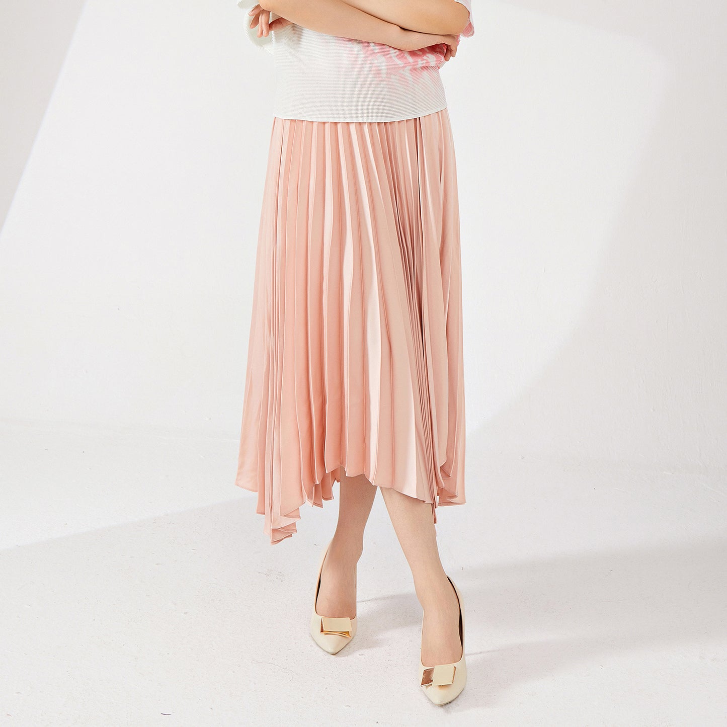 fashion pleated skirt women's high sense solid color loose pendulum irregular versatile skirt a word women's drape