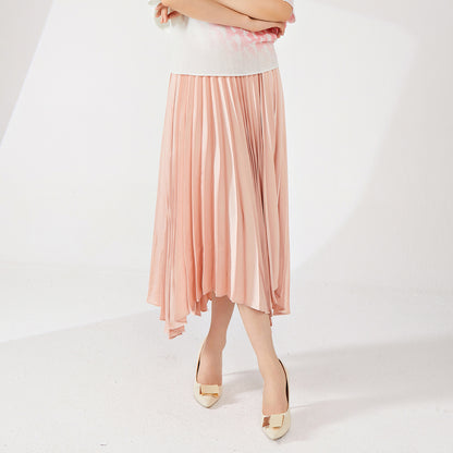 fashion pleated skirt women's high sense solid color loose pendulum irregular versatile skirt a word women's drape