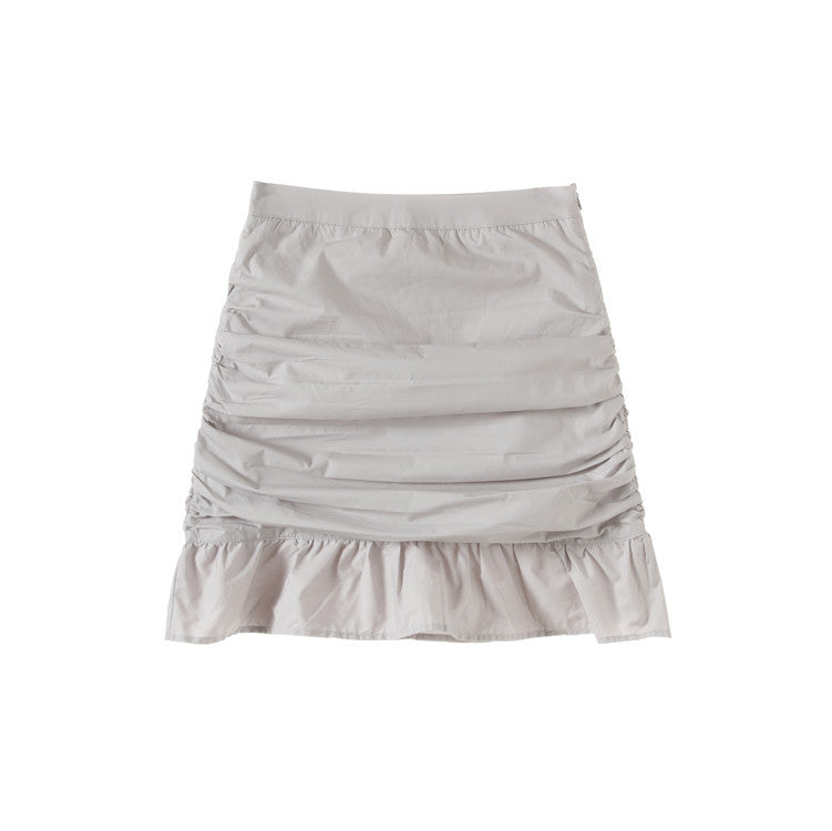 High-waisted fishtail skirt for women's summer new high-waisted thin lotus leaf edge a-word pleated hip-wrapped skirt for children's summer