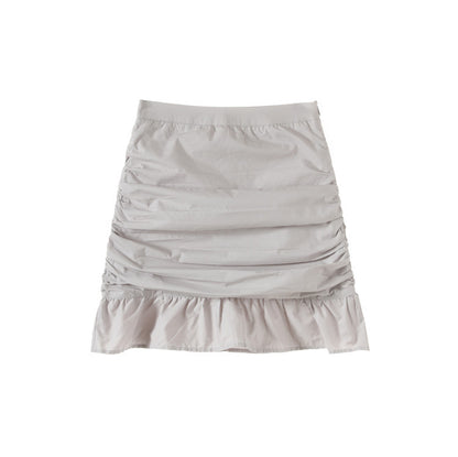 High-waisted fishtail skirt for women's summer new high-waisted thin lotus leaf edge a-word pleated hip-wrapped skirt for children's summer