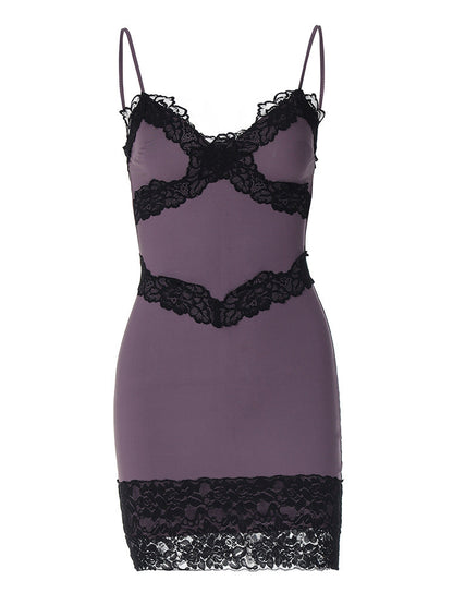 qgtao 2000s fashion Women's Clothing 2024 Spring and Summer New Sexy Hot Girl Low-Cut Lace Slim Slimming Sling Sheath Dress Women