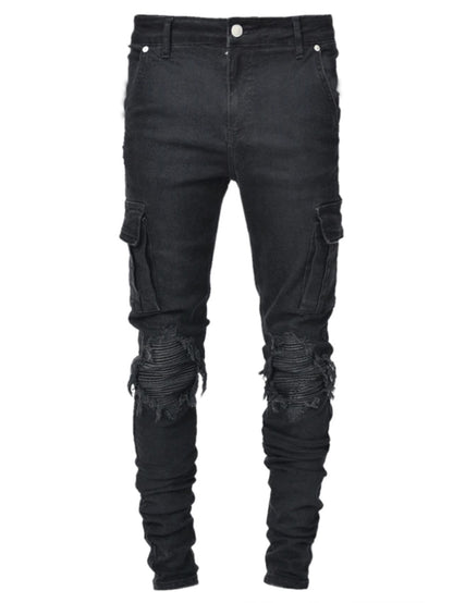 2025 2025 Express new denim men's pants New Popular trade ripped trend black slim denim pants men