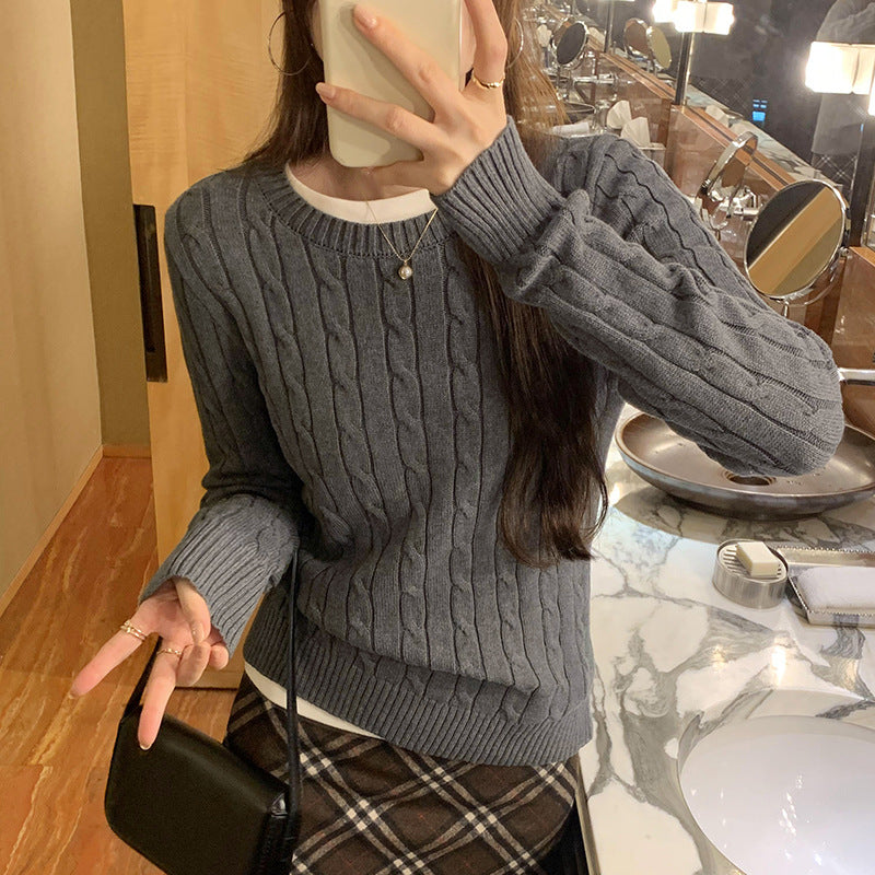 qgtao outfit ideas for school Twist Texture Shoulder Knitted Bottoming Shirt for Women Autumn and Winter 2024 New Korean College Style Inner Wear