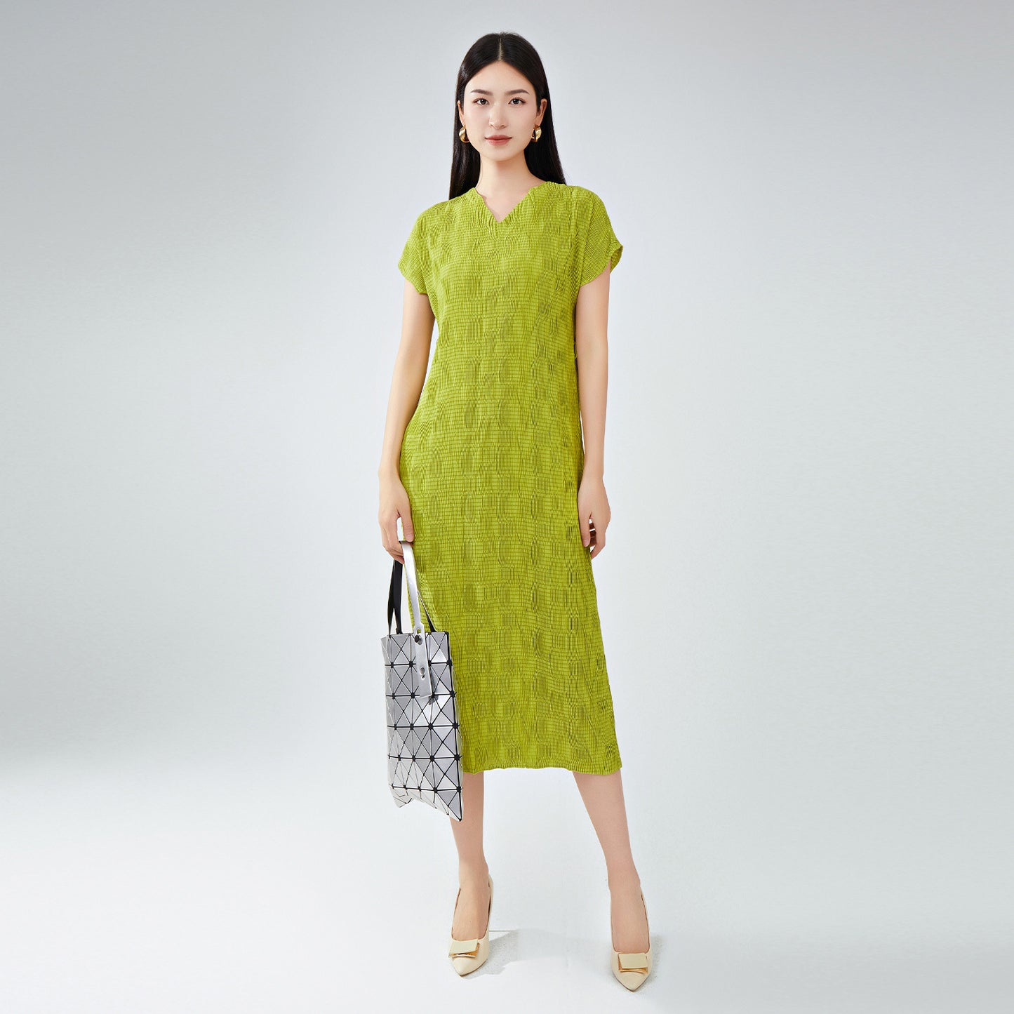 summer dress women's high-end new v-neck short-sleeved loose lace-up fashion temperament versatile medium and long dress