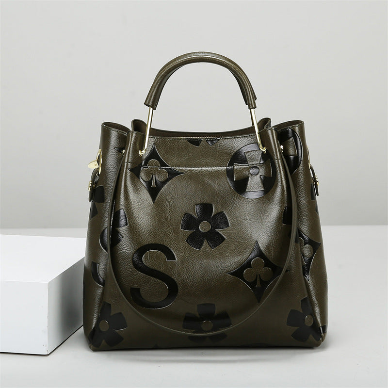 2025 Hot trade bucket bag fashion large-capacity tote bag  printed commuter handbag Premium sense bucket bag