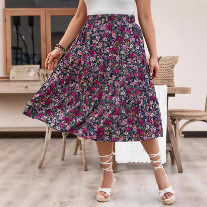 qgtao outfit inspo fall 2024 Spring and Summer Women's Clothing New Fashion Printed Floral High Waist plus Size Dress Women