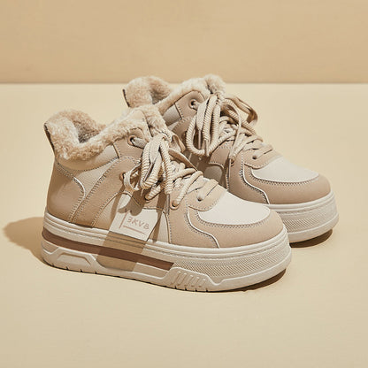 popular winter velvet little white shoes new Korean version ins female students platform sports board shoes warm and casual M019