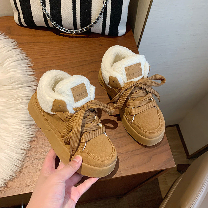 popular winter velvet little white shoes new Korean version ins female students thick-soled heightening sports board shoes casual G6661