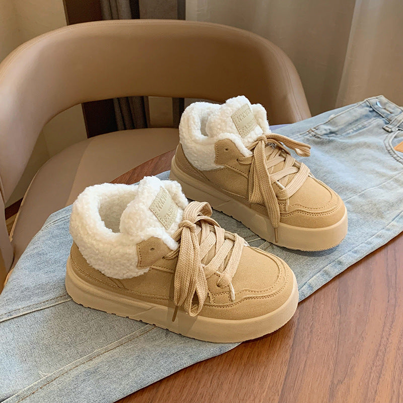 popular winter velvet little white shoes new Korean version ins female students thick-soled heightening sports board shoes casual G6661