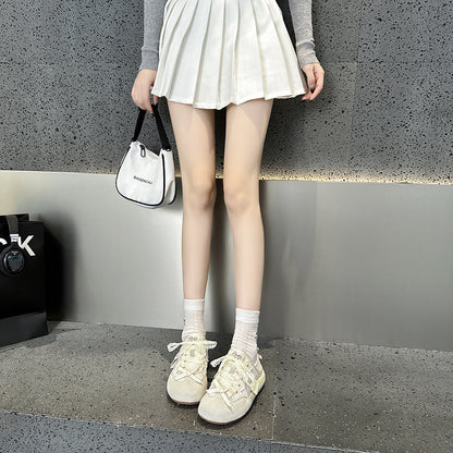2025 Little white shoes women's popular new summer leather breathable mesh muffin casual shoes show small platform shoes