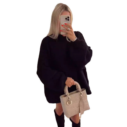 qgtao  fashion Autumn and Winter New Loose Half Turtleneck Commuter Style Fake Reverse Wear Knitted Pullover Solid Color Sweater for Women