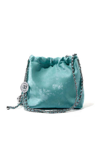 2025 Large capacity bucket bag popular spring and summer new national style Chinese shoulder messenger bag versatile silk chain bag