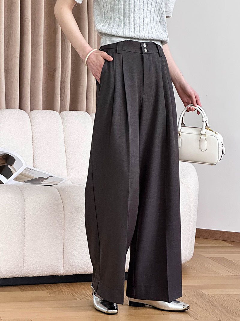 qgtao dti outfits  2024 Spring New Suit Pants Women's Korean Style High Waist Retro Loose Drape Slimming Casual Pants 24008