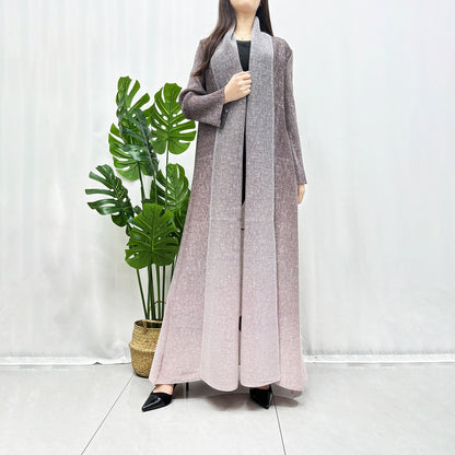 Hot trade hot trench coat light luxury high sense long fashion gradual change lapel Muslim robe temperament jacket