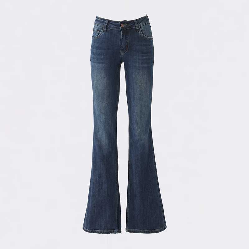 qgtao 2000s fashion American Retro Low Waist Hot Girl Flared Pants Slim Slimming Stretch Jeans Women's Autumn and Winter Trousers Lengthened