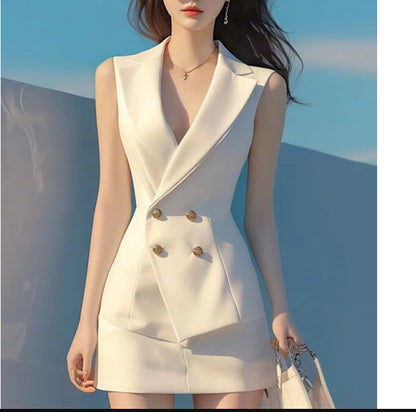 Summer small beautiful fashionable women's clothing fashionable Popular style fragrant style professional white suit vest shorts suit