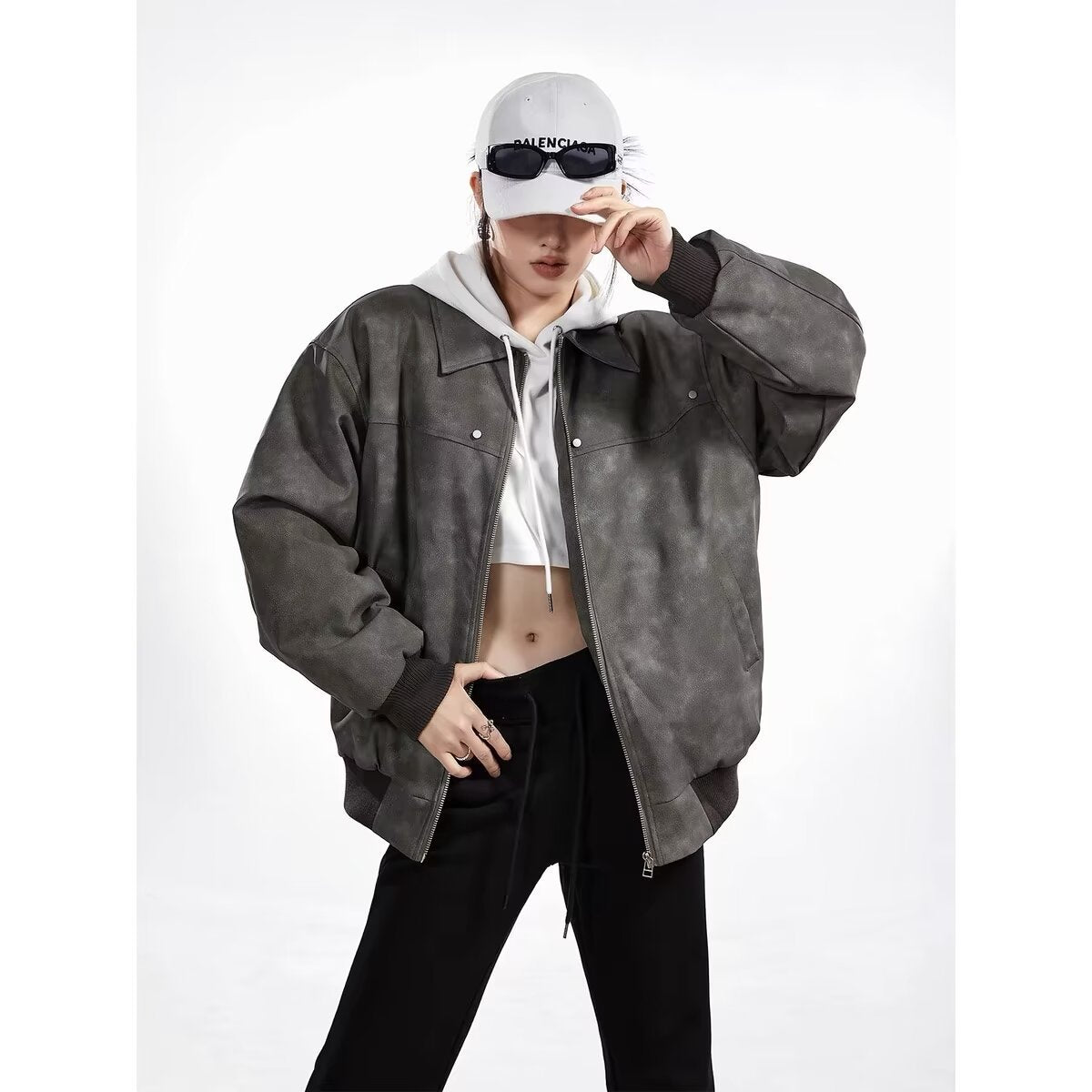 qgtao concert outfit ideas Men's American-Style Retro Lapel Leather Jacket Men's Spring and Autumn Versatile Loose Distressed Couple Tooling PU Leather Jacket