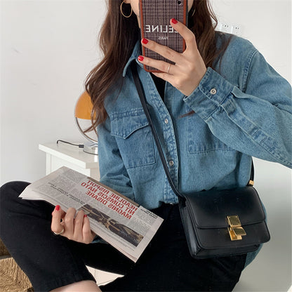 Korean version of denim shirt women's stacked wear long sleeves 2025 new loose top with Tencel shirt inside early autumn thin coat