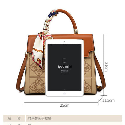 2025 Handbag National Style Embroidery Texture Women's Bag Large Capacity Fashion Contrast Color Shoulder Bag Casual Temperament Bag Can Be Crossbody
