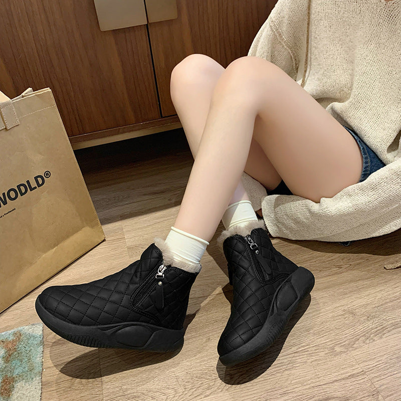 Fleece high-top snow boots women's popular winter new student ins Korean version of thermal casual shoes cotton shoes XQ5859
