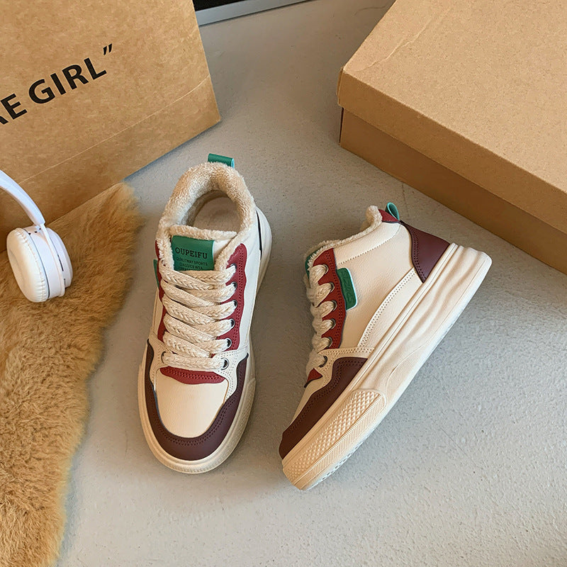 popular winter velvet little white shoes new Korean version ins female students thick baseplate shoes casual and warm XF1251-1