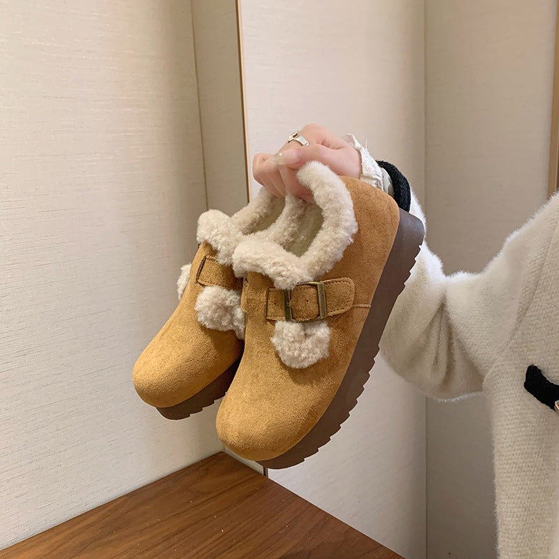 popular winter new Birkenstocks velvet ins Korean version of female students board shoes sports warm casual shoes BRU091