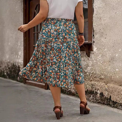 qgtao outfit inspo fall 2024 Spring and Summer Women's Clothing New Fashion Printed Floral High Waist plus Size Dress Women
