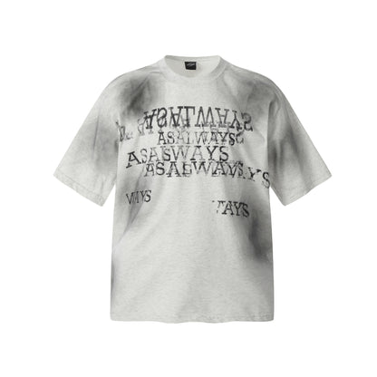 2025 F6622 2025n Street Vintage 2025 Summer Dirty Spray Letter Design Premium Men's Loose Short Sleeve T-Shirt