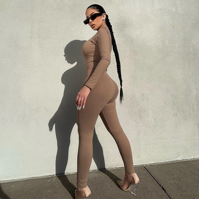 2025  ins fashionable and sexy tight Spice girl jumpsuit, autumn new hot-selling solid color leggings, various combinations