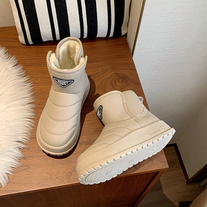 Fleece high-top snow boots women's popular winter new student ins Korean version of thermal casual shoes cotton shoes KT2822