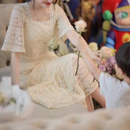 Popularan Station 2025 Spring New Sanya Seaside Holiday Long Dress Super Immortal Temperament Waist White Lace Dress