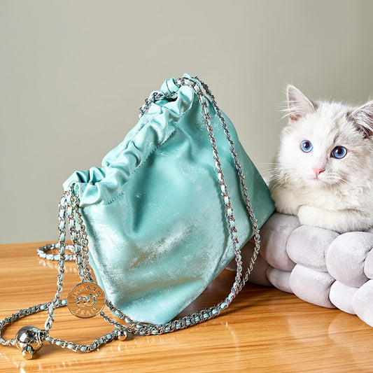 2025 Large capacity bucket bag popular spring and summer new national style Chinese shoulder messenger bag versatile silk chain bag