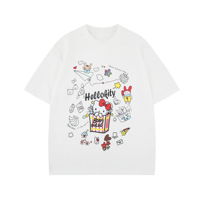2025 1072 2025n Street 2025 Summer Neutral High Sense Cartoon TK Cat Design Men's Loose Short Sleeve T-Shirt