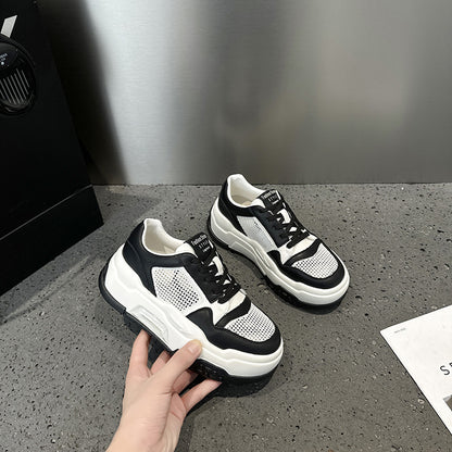 2025 Thick-soled air cushion mesh panda shoes Popularan station popular spring and summer trendy fashion casual leather color matching sports shoes