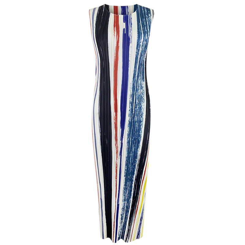 Miyake spring new models fashionable temperament slim dress thin waist slouching medium and long skirt children