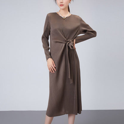 fashion skirt autumn women's high-end New Popular trade women's clothing chic high-end design pleated dress