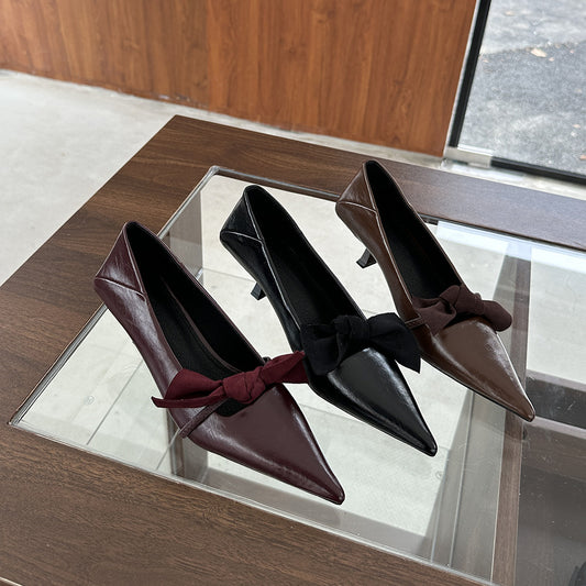 2025  pointed high heels small heels single shoes women's popular spring and autumn new Mary Jane women's shoes temperament fine heel work shoes