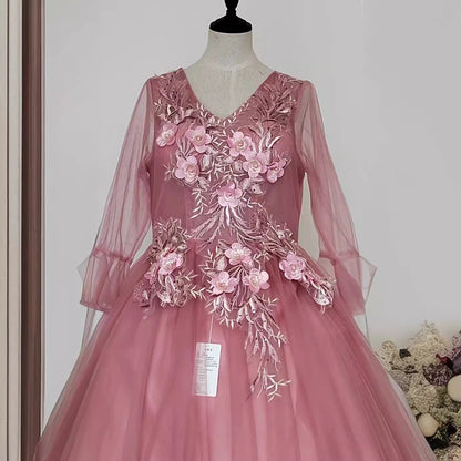 2025Color yarn  new host performance student vocal solo art test clothing tutu skirt long evening dress women