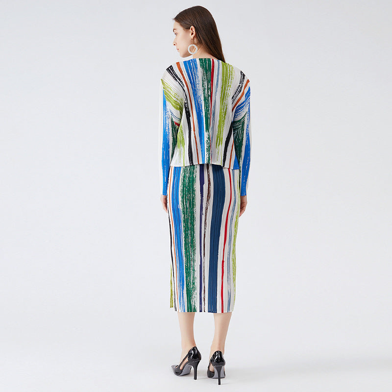 Miyake spring new models fashionable temperament slim dress thin waist slouching medium and long skirt children