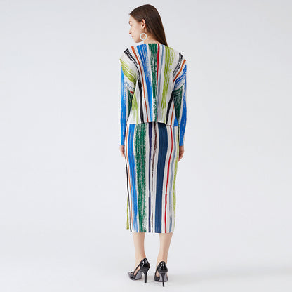 Miyake spring new models fashionable temperament slim dress thin waist slouching medium and long skirt children