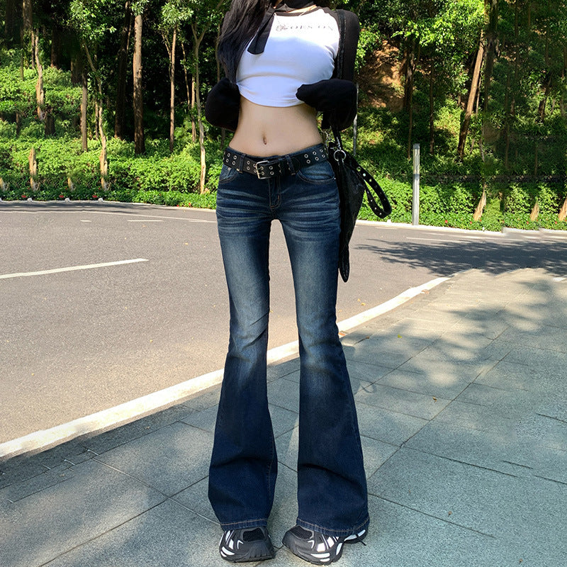 qgtao 2000s fashion Low Waist Skinny Jeans for Women 2024 Early Autumn American Hot Girl Slim Fit Slimming Stretch All-Match Retro Flared Pants