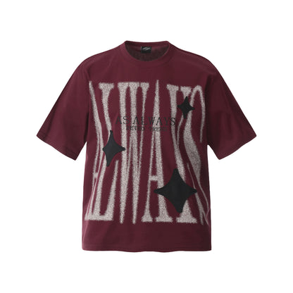 2025 F6611 2025n Street 2025 Summer Patch Star Design Men's Loose Premium Crew Neck Short Sleeve T-Shirt